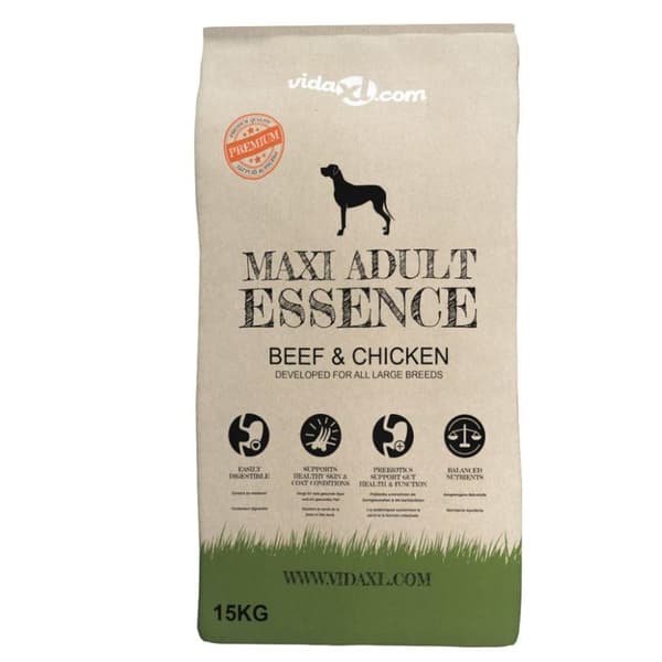 vidaXL Premium Hundmat torr Maxi Adult Essence Beef&Chicken 2 st 30 kg