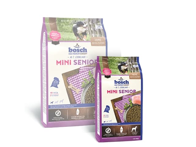Bosch MINI SENIOR, Senior, 1 kg, A-vitamiini, B1-vitamiini, B-12-vitamiini, B2-vitamiini, B3-vitamiini, B6-vitamiini, B9-vitamiini..., Fresh poultry