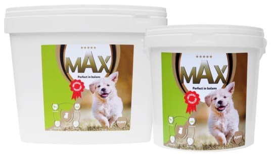 Max Puppy - Fullt balanserad 5-stjärnig näring för valpar. Max för maximal näring och är den perfekta starten för en valp! 10 KG