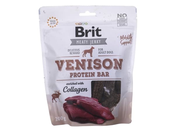 Brit BRIT MEATY JERKY Hjortekjøtt Proteinbar SPILL 200g
