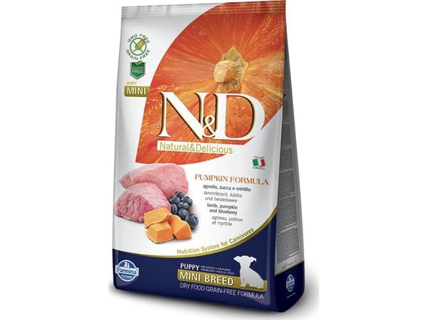 Farmina Pet Food N&D Pumpkin, Valp, Mini (5 - 10kg), Blåbær, Lam, Gresskar, 7 kg