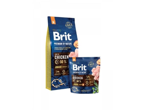 Brit Premium by Nature Junior M, Adult, Kaikille roduille, Keskikokoinen (11 -25 kg), Kana, 3 g