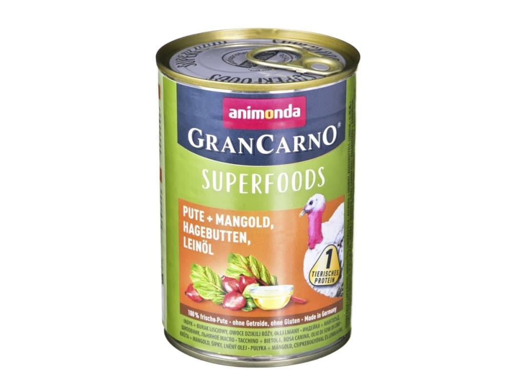 ANIMONDA GranCarno Superfoods smag: lam, amarant, tranebær, laksolie - 400 g dåse