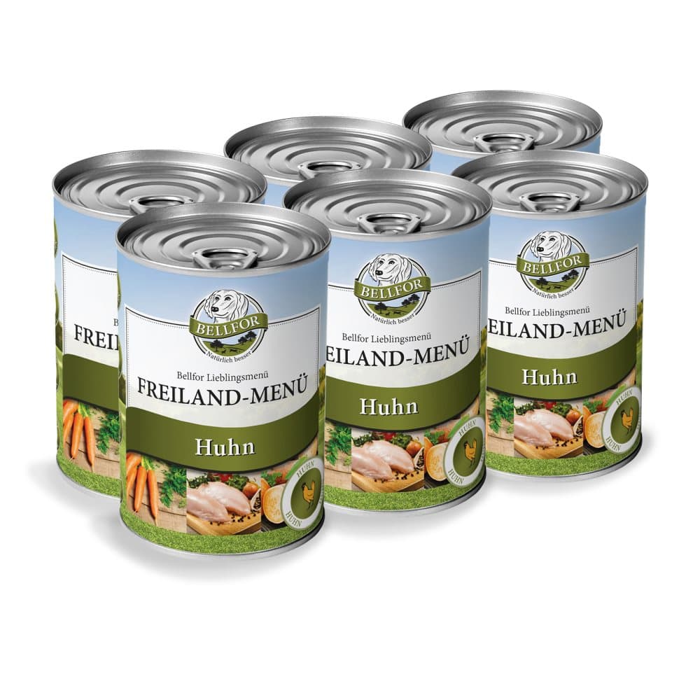 Våt mat til hunder med kyllingfritt - Freiland-Menü fra Bellfor Hundemat - 6x400g