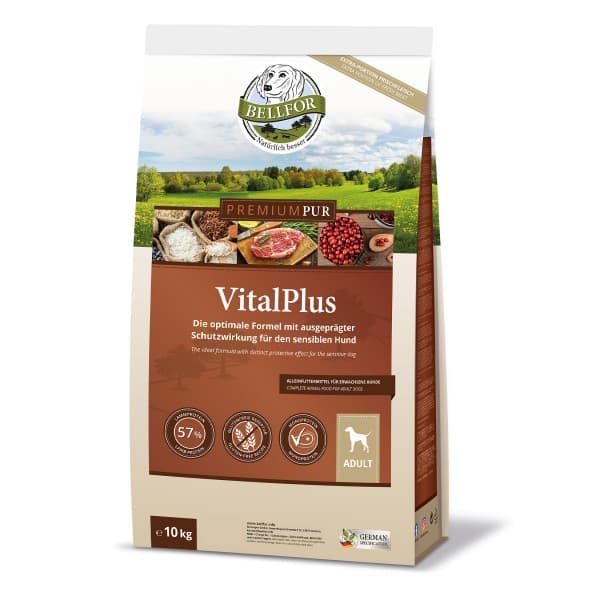 Glutenfri hundemat med høyt kjøttinnhold - PREMIUM PUR VitalPlus fra Bellfor Hundemat - 10 kg