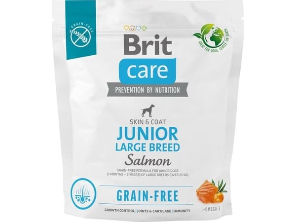 Kuivaruoka nuorille koirille (3 kk - 2 v), suurille roduille yli 25 kg - Brit Care Dog Grain-Free Junior Large Large Large lohi 1kg