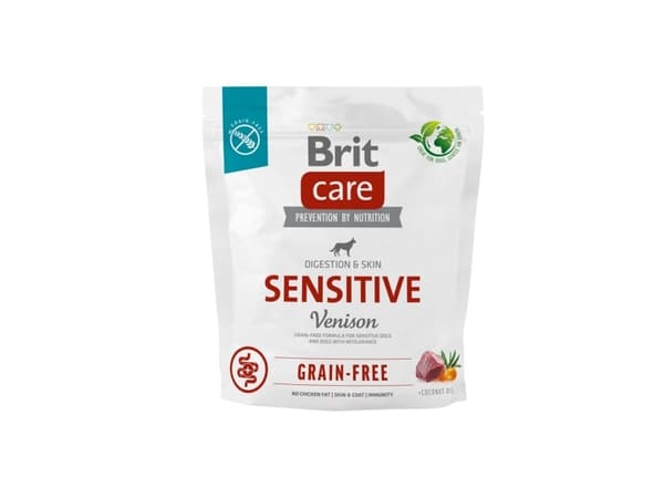 Torrfoder för hundar med matintolerans BRIT Care Dog Grain-Free Sensitive Venison 1kg