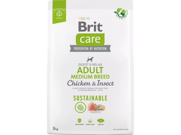 BRIT Care Dog Sustainable Adult Medium Breed Chicken &amp; Insect - kuivaruoka koirille - 3 kg
