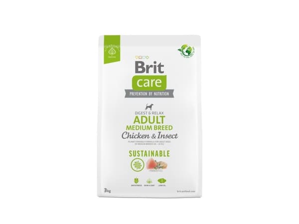BRIT Care Dog Sustainable Adult Medium Breed Chicken &amp; Insect - kuivaruoka koirille - 3 kg