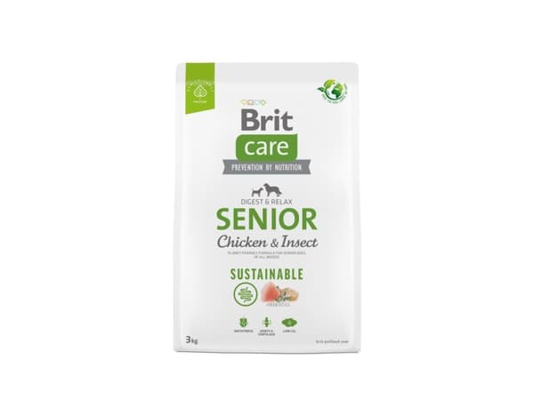 BRIT Care Dog Sustainable Senior Chicken &amp; Insect - kuivaruoka koirille - 3 kg