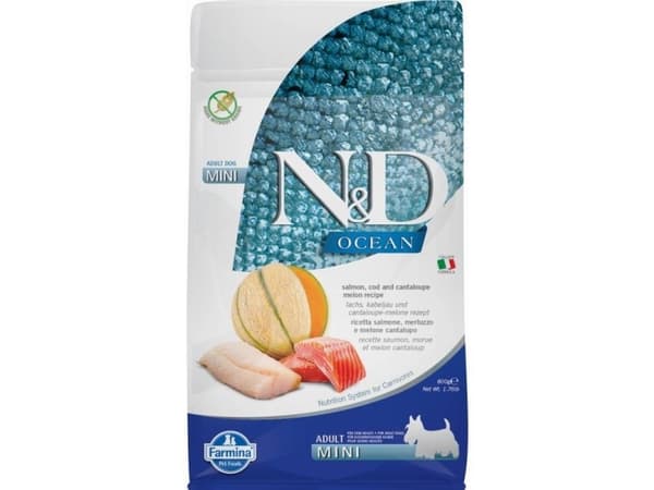 FARMINA N&D Ocean Dog Salmon, Cod, Cantaloupe, Melon Adult Mini - tørfoder til hunde - 800 g