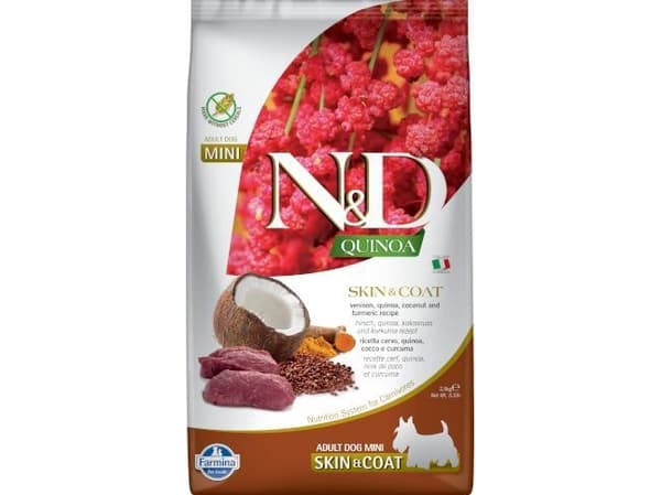 Koiran kuivaruoka - FARMINA N&amp;D QUINOA DOG SKIN&amp;COAT, VENISON, COCONUT ADULT MINI 800g
