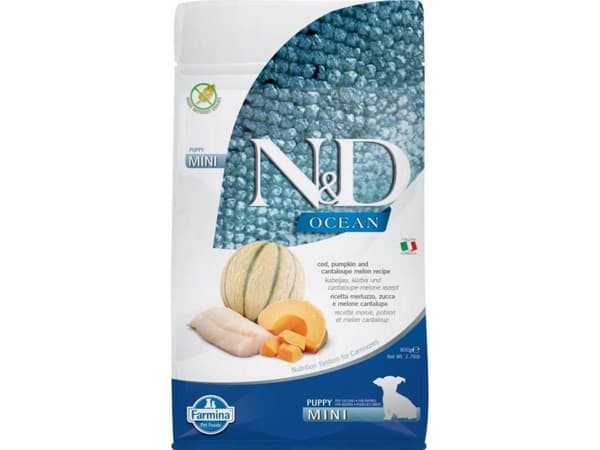 Tørfoder til hunde - FARMINA N&D OCEAN DOG COD, PUMPKIN & CANTALOUPE MELON PUPPY MINI 800g