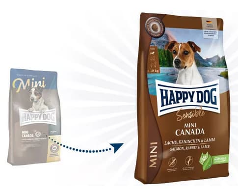 Happy Dog Sensible Mini Canada, Vuxen, Mini (5 - 10kg), Lamm, Kanin, Lax, 4 kg