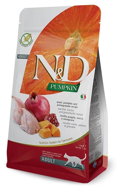 FARMINA N&D viiriäinen, kurpitsa ja granaattiomena -resepti - kissan kuivaruoka - 1,5 kg