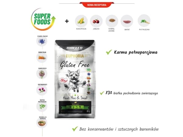 BIOFEED Euphoria Gluten Free Adult mini & small Lamb - torrfoder för hundar - 12 kg