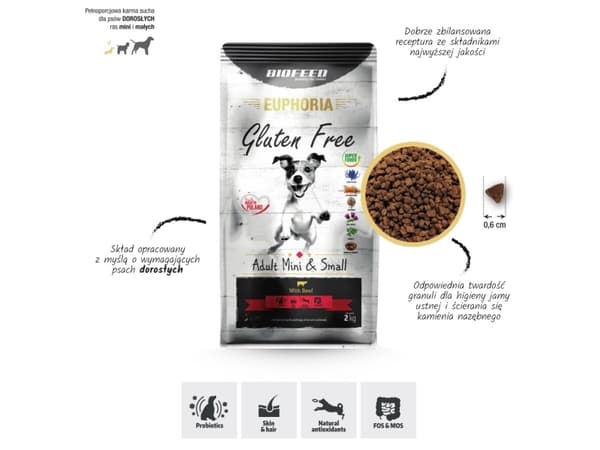 BIOFEED Euphoria Gluten Free Adult mini &amp; small Beef - torrfoder för hundar - 12 kg