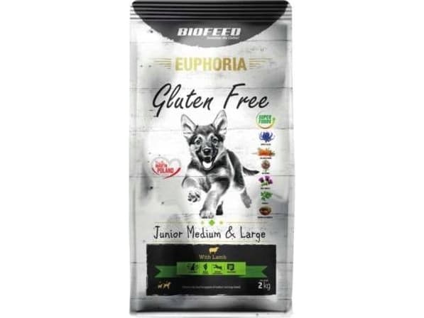BIOFEED Euphoria Gluten Free Junior medium &amp; large Lamb - torrfoder för hundar - 2kg