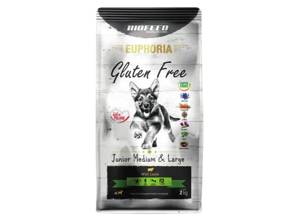 BIOFEED Euphoria Gluten Free Junior medium &amp; large Lamb - torrfoder för hundar - 2kg