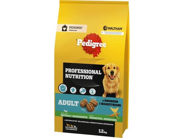 PEDIGREE Professional Nutrition Adult siipikarjanlihaa ja kasviksia, keskikokoiset ja suuret rodut - kuivaruoka koirille - 12kg