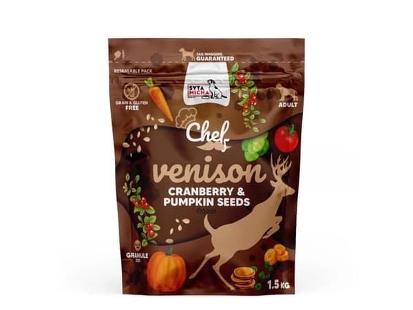 SYTA MICHA Chef Hirvenliha karpalolla ja kurpitsansiemenillä - koiran kuivaruoka - 1.5kg