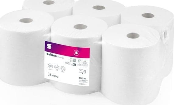 Wepa Wepa Satino Prestige - Papirhåndklær på rull med sentralt dispenseringssystem, 150 m, 6 ruller - Hvit