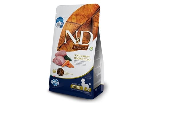 FARMINA N&D Brown Dog Lamb, Spirulina&Carrot Adult Mini - tørfoder til hunde - 2 kg