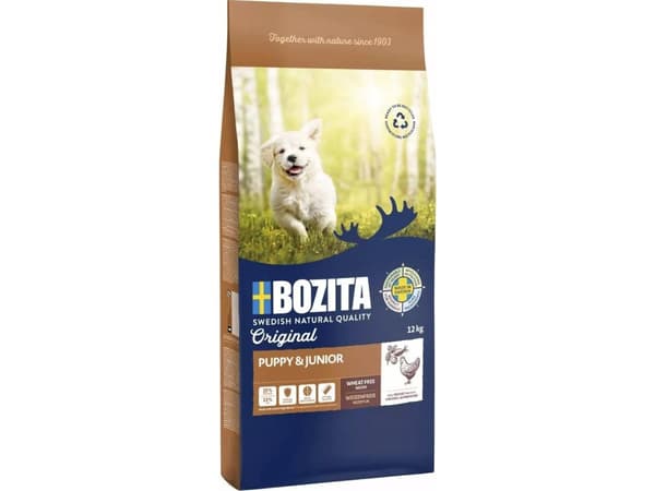 BOZITA Original Puppy &amp; Junior Chicken - torrfoder för hundar - 12 kg