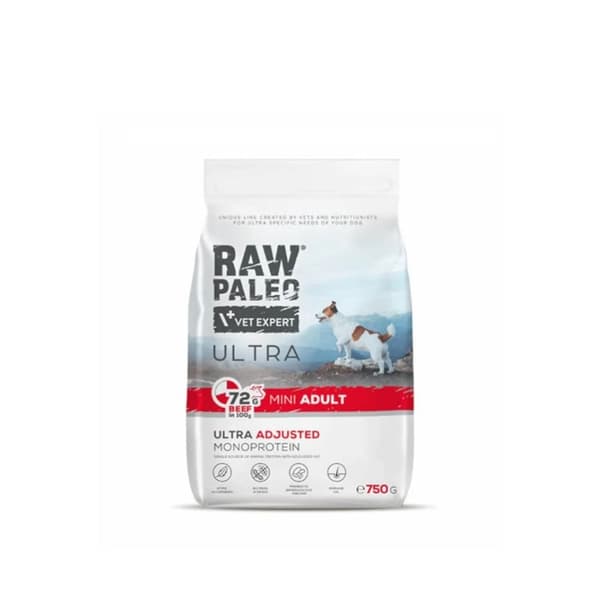 RAW PALEO Ultra Mini Adult Oksekød - tørt hundefoder - 750 g
