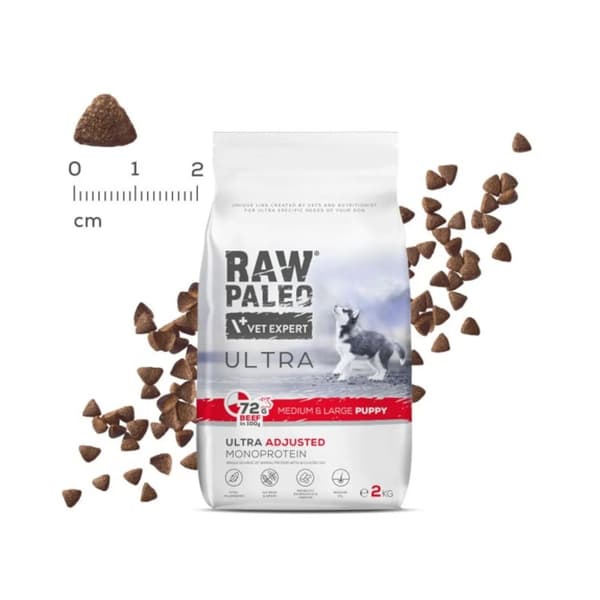 Vetexpert Šunų maistas - RAW PALEO Ultra Medium & Large Puppy jautiena 10 kg