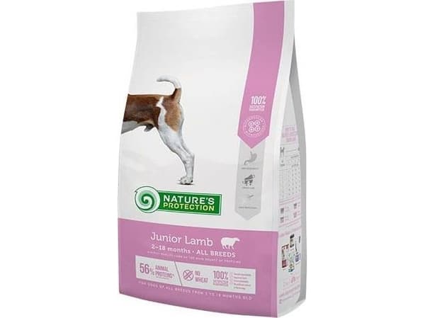 Nature's Protection Junior lammas 2kg, karitsanlihaa sisältävä kuivaruoka nuorille koirille kaikille roduille
