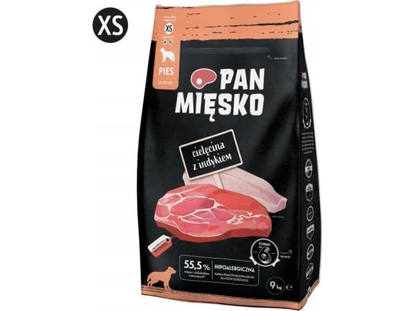 Pan Mięsko PAN MIĘSKO Vasikanliha kalkkunan kanssa (aikuinen) rapsut XS - Koiran kuivaruoka - 9kg