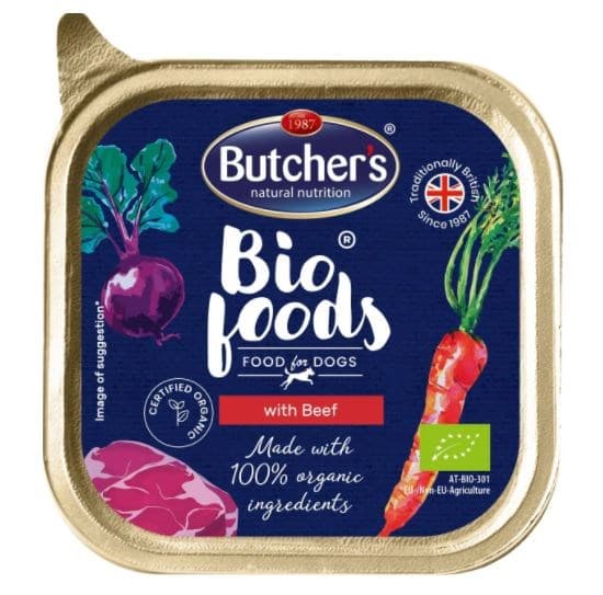 Butcher's BIO Foods - koiran märkäruoka naudanlihalla - 150 g tarjotin