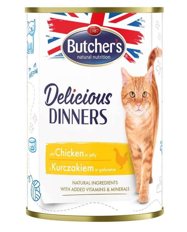 BUTCHER'S Delicious Dinners Pieces med kylling i gelé - våd kattefoder - 400 g