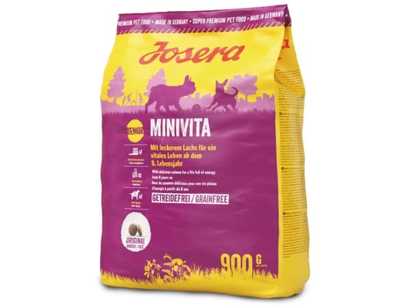 Josera MiniVita, Senior, Mini (5 - 10kg), X-Small (<4kg), Lax, Sötpotatis, 900 g, Laktosfri