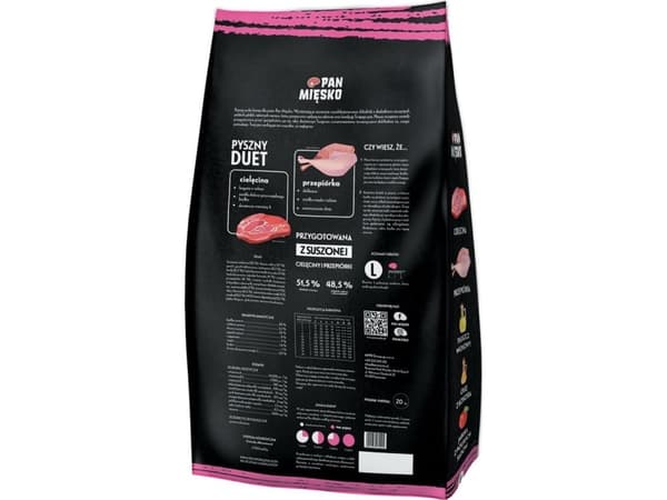 Mr. Meatballs vasikanrehu viiriäislastuilla L pennuille 20kg