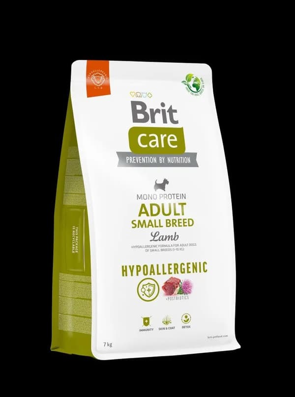 Brit Hypoallergenic foder med lamm och ris för vuxna hundar upp till 10 kg - förpackning om 3 kg