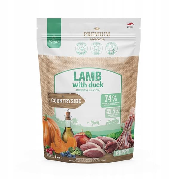 POKUSA - Lamm med anka - 1 kg - Torrfoder för valpar