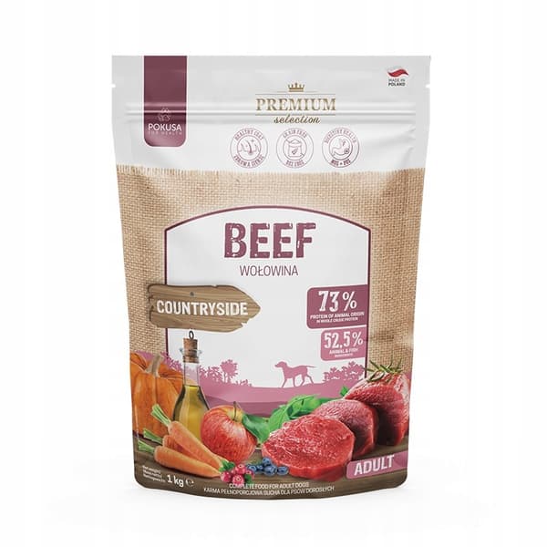 POKUSA - Oksekød - 1 kg - Tørfoder til voksne hunde