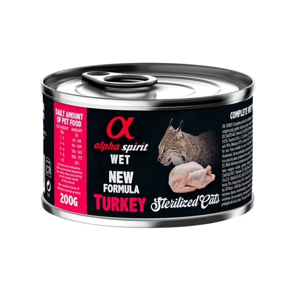 Alpha Spirit - Våtfoder för steriliserade katter - Kalkon - 200 g