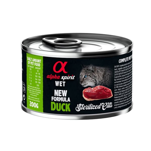 Alpha Spirit - Våtfoder för steriliserade katter - Anka - 200 g