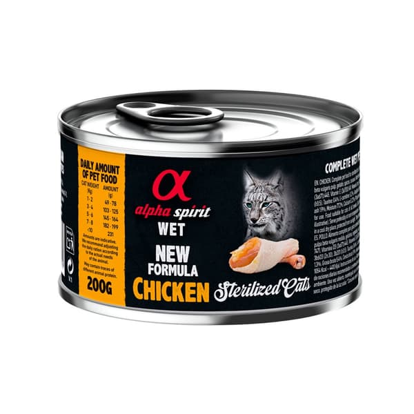 Alpha Spirit - Vådfoder til steriliserede katte - Kylling - 200 g