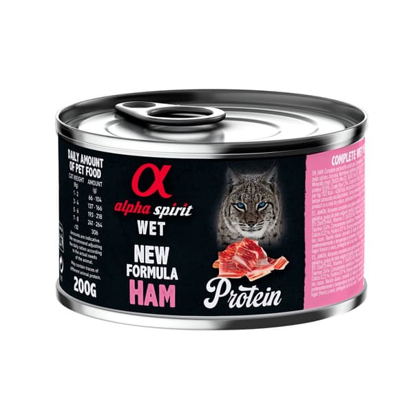 Alpha Spirit - Våtfoder för vuxna katter - Skinka - 200 g