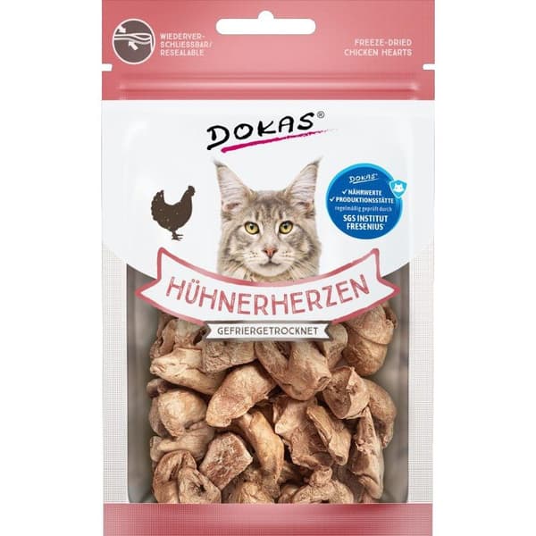 DOKAS - Pakastekuivattuja siipikarjan sydämiä kissoille - 15 g