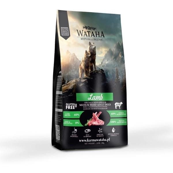 WATAHA - Hypoallergenisk tørfoder til hunde - Lam med ris - 500g