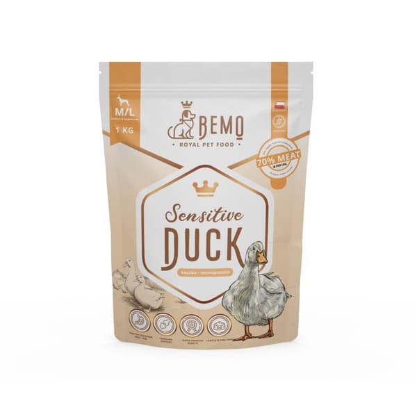 BEMO - Sensitive - tørfoder til voksne hunde - And - M/L - 1 kg