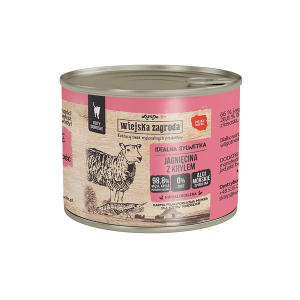 Wiejska Zagroda - Lamm med krill - våt kattmat - 200g