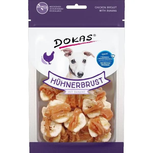 DOKAS - Kycklingfilé och banan - 70g - Hundgodis