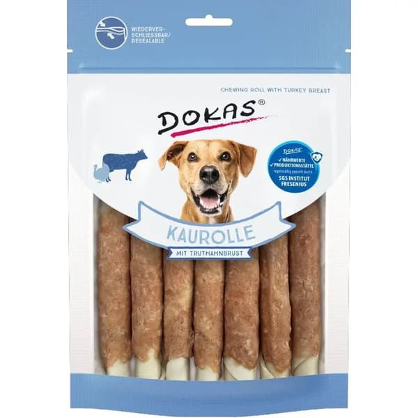 DOKAS - Kalkonrullar - 190g - Tuggben för hundar