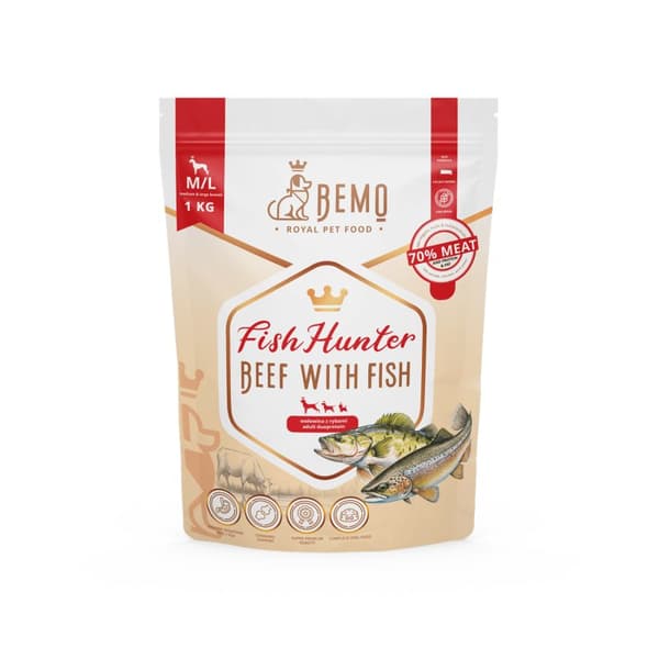 BEMO - Fish Hunter - Nötkött med fisk - M/L - 1kg